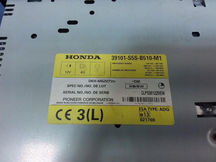 фото №6, Honda civic vii магнитола cd oem 39101-s5s-b510-m1