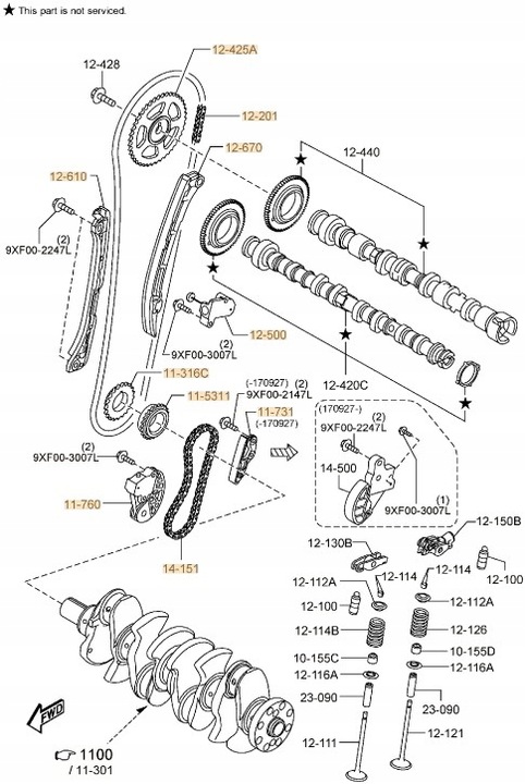 фото №15, Ланцюг розподільний вал mazda 3/ 6/ cx-5 2.2d 12- оригінал mazda sh0212201