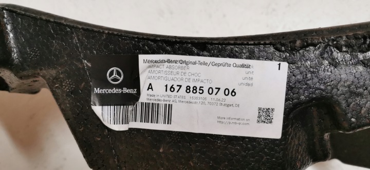 фото №12, Mercedes w167 gle amg абсорбер бампера передній (наповнювач, пінопласт бампера) новий