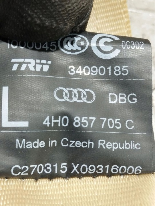 фото №8, Audi a8 s8 d4 4h 2014 pas безпеки сидіння передньої 4h0857705c