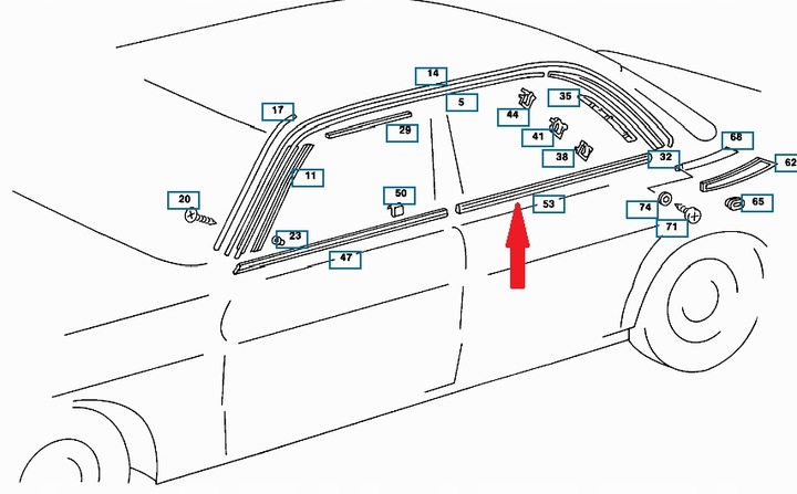 фото №5, Mercedes w123 планка дверь левый зад 1236980380