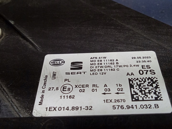 фото №6, Seat ateca рестайлинг фара правый лампа передняя 576941032b