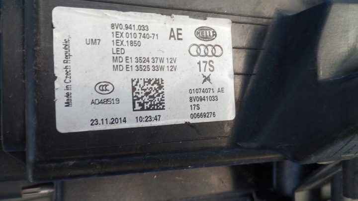 фото №14, Лампа фара левый перед eu полный led audi a3 8v0 s3 rs3 2013-