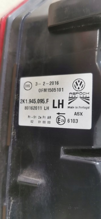 фото №8, Volkswagen vw caddy - фара левое зад 2k1945095f