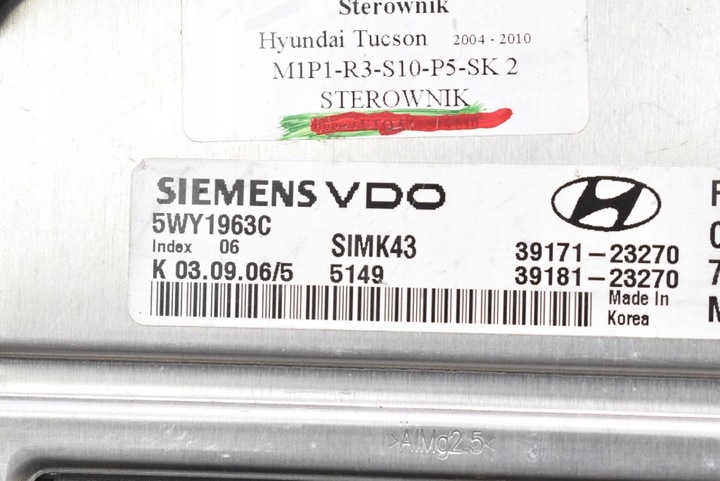 фото №8, Блок керування двигуна 39171-23270 5wy1963c hyundai tucson 1 i 2.0 16v 142 km