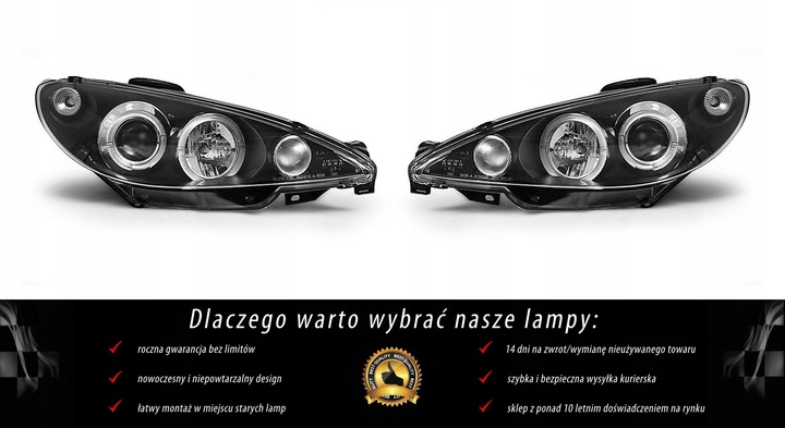 фото №2, Лампи фари do peugeot 206 od 2002 кільця