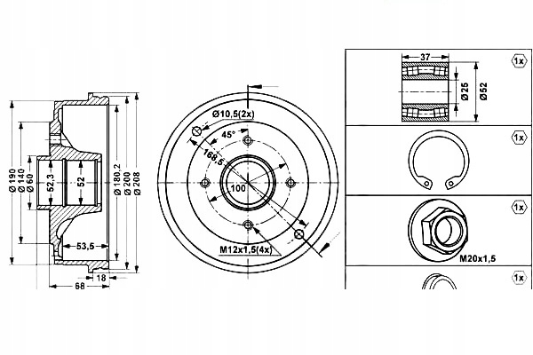 фото №1, Ate барабани гальмівні зад dacia logan