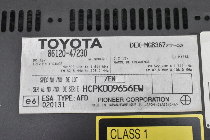 фото №7, Радио радиопроигрыватель cd rds mp3 wma 86120-47230 toyota prius 2 ii xw20