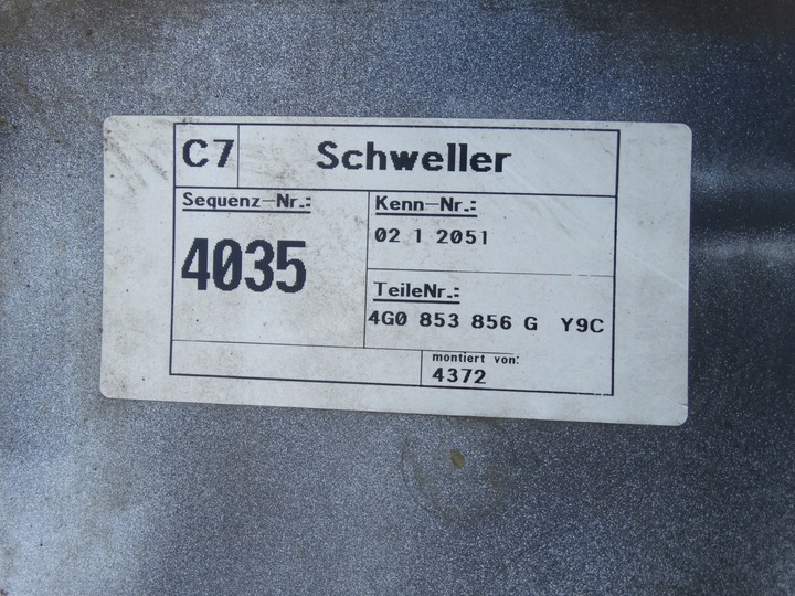 фото №9, Audi a6 c7 накладка планка порогова права ly9c 4g0853855g біла поріг праві