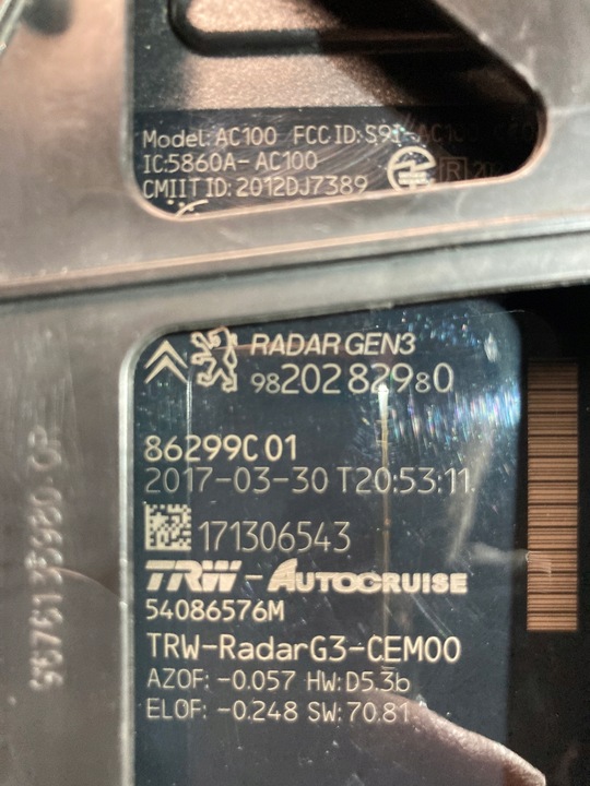 фото №5, Радар дистронік датчик acc peugeot 3008 ii 5008