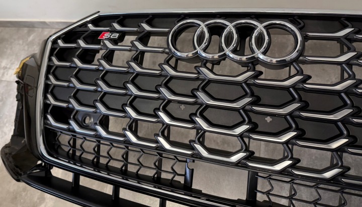 фото №13, Бампер передній audi s8 d5 4n0 рестайлінг 23 омивачі 6xpdc хром решітка решітка s8