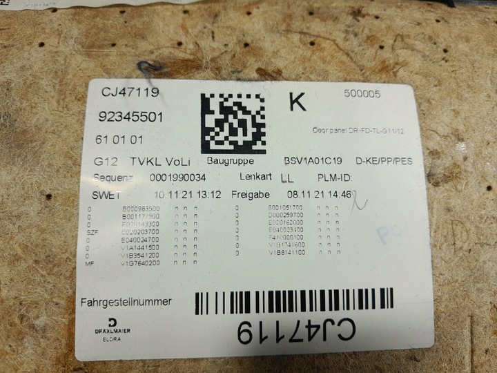 фото №7, Bmw 7 g11 g12 lci оббивка боковина двері перед лівий шкіра eu nasw