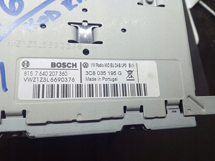 фото №11, Радіо cd bosch vw 3c8035195g mid eu dab up3 +код