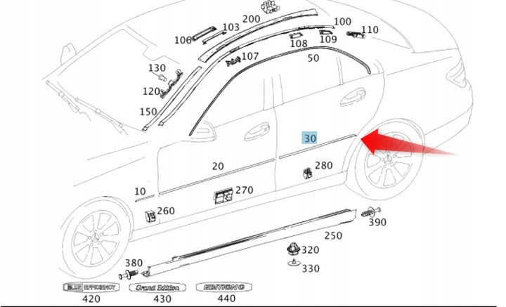 фото №1, Планка хром боковая mercedes c класс w204 дверь tp