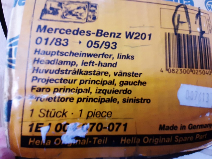 фото №16, Фара левый mercedes 190 w201 1982-1993 оригинал hella 1ej004070-071