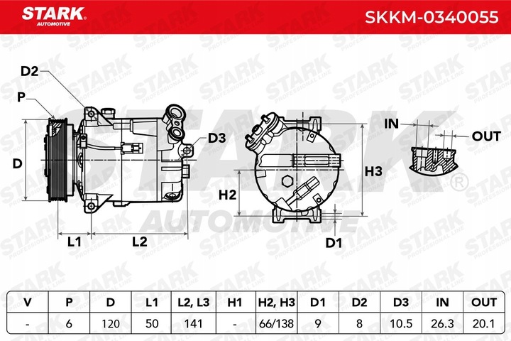 фото №8, Stark skkm-0340055 компрессор кондиционера pag 46 r134a do fiat croma 194
