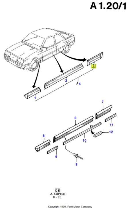 фото №7, Молдинг двері ліві зад ford sierra 1982-1986 oem номер 1621732