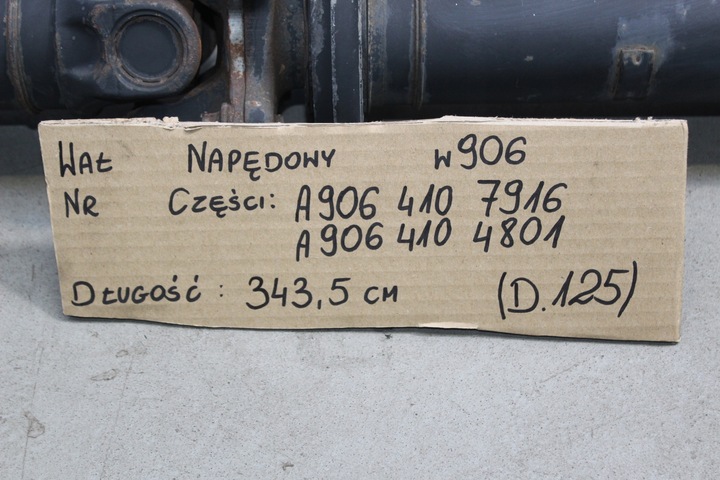 фото №16, Mercedes sprinter w906 wał привідний 343,5 cm 3-częściowy a9064107916