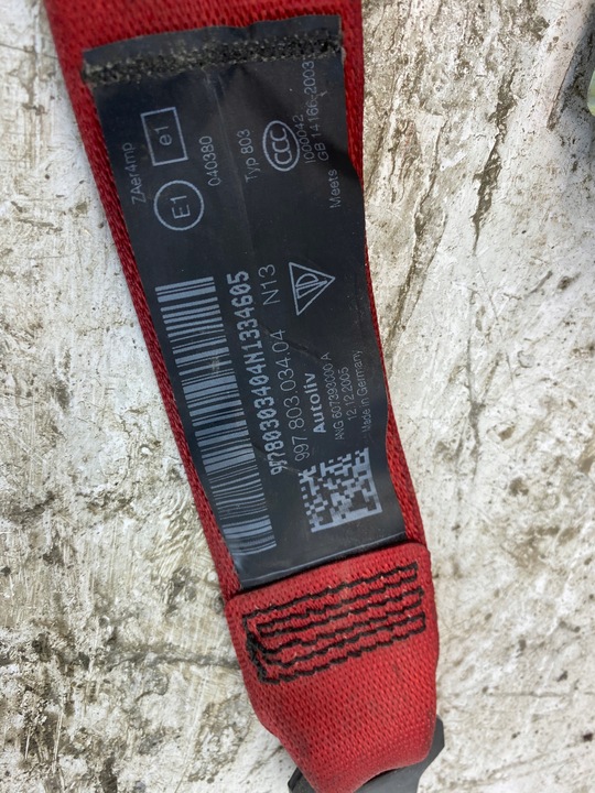 фото №7, Porsche 997 pas безопасности правые indischrot