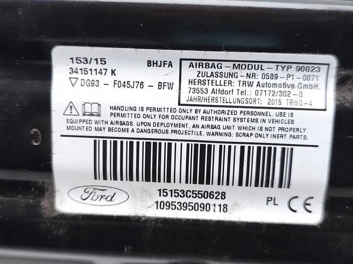 фото №7, Ford mondeo повітряна подушка подушка безпеки chroniąca коліна 2015 estate 4/5dr