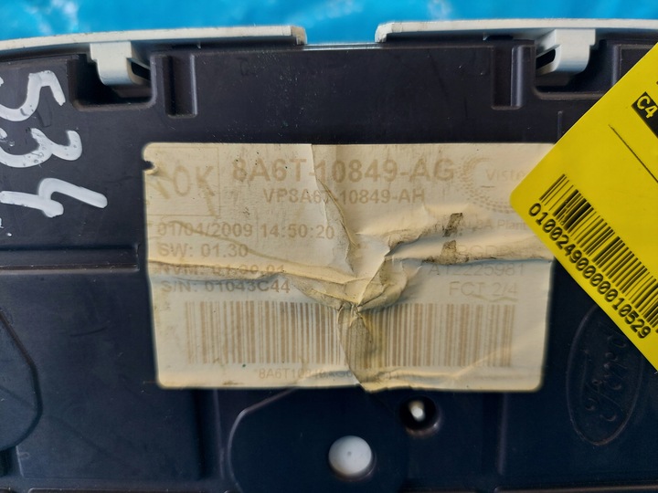 фото №9, Спідометр  манометр fiesta 2009 r mk7 1.25b 8a6t10849ag