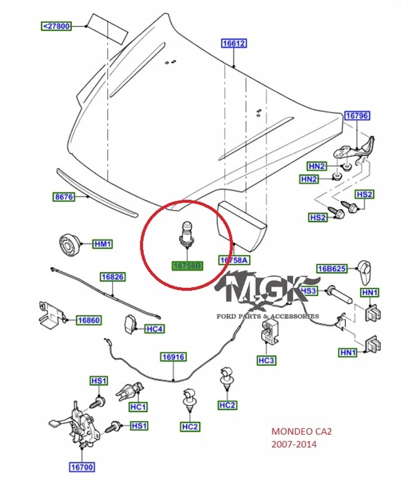 фото №6, Отбойник капота mondeo mk4 07-14 kuga 08-12 _ ford oe_ 1502247 _ 7s71-16c618-ae