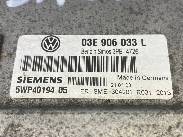 фото №10, Блок управления  модуль компьютер двигателя vw polo v 6r 03e906033l 5wp4019405