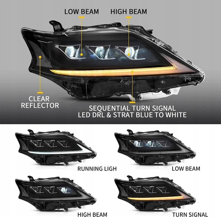 фото №10, Фары лампы kpl vland led тюнинг чёрный lexus rx iii 3 рестайлинг 2012-15 z24