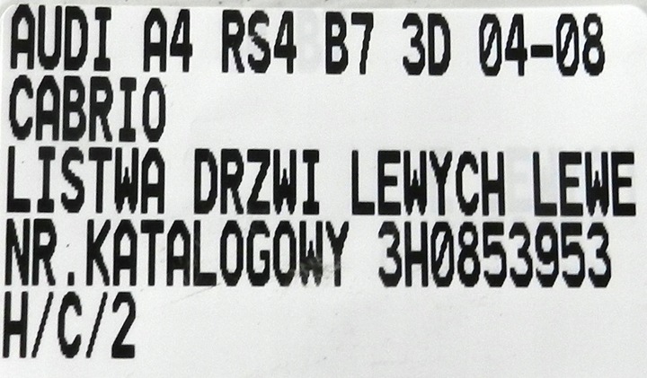 фото №9, Планка дверь левых audi a4 b6 b7 cabrio 8h0853953