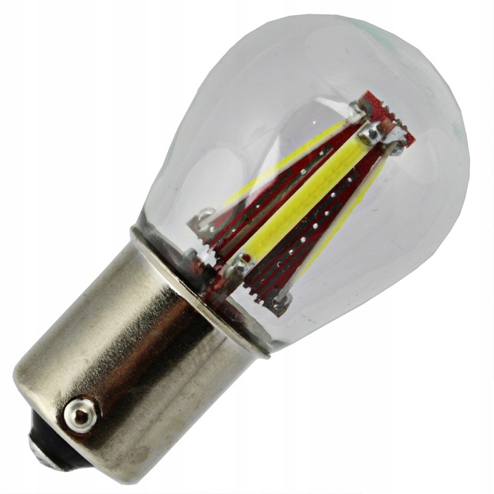 P21W LED (СВЕТОДИОД ) COB 600LM 12V 24V SZKLANA FILAMENT ZIMNY