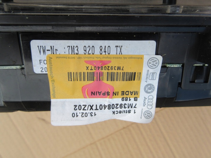 фото №7, Vw saharan спидометр приборы tdi 7m3920840tx европа