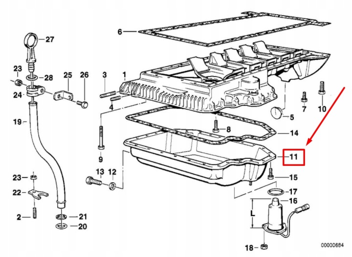 фото №6, Піддон масла двигуна bmw 7 e38 1704393 11131704393 оригінальна