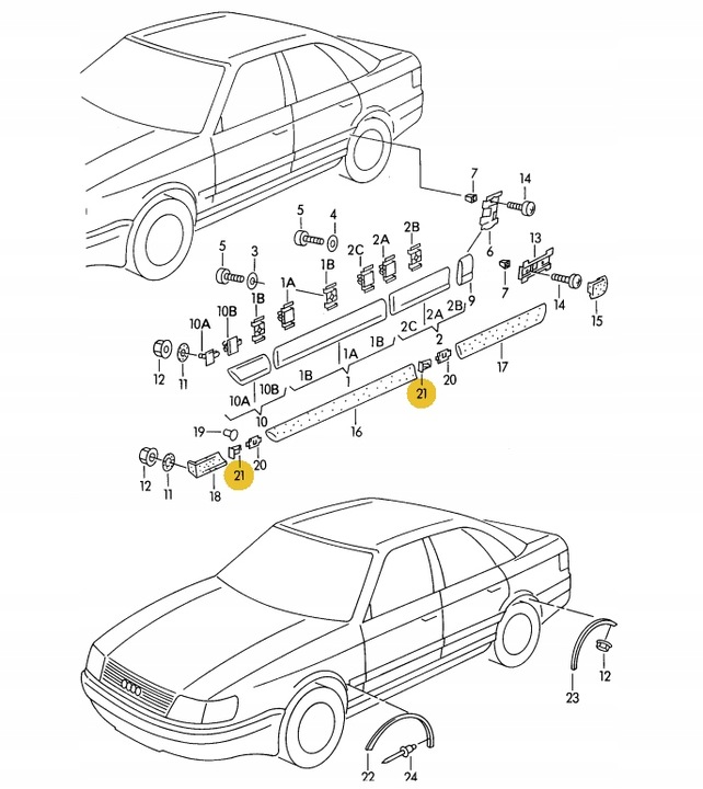 фото №2, Левая заглушки накладка drzwiowych нижних audi 100 c4 a6 4a0853113