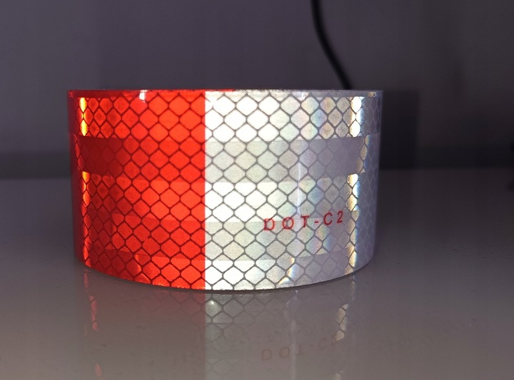 фото №8, Стрічка попереджувальна плівка відбивна білий червона 50mm grandes