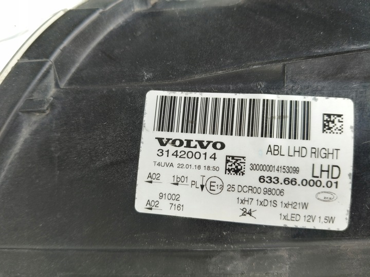 фото №9, Лампа правая фара volvo s80 v70 13- рестайлинг ксенон led поворотный