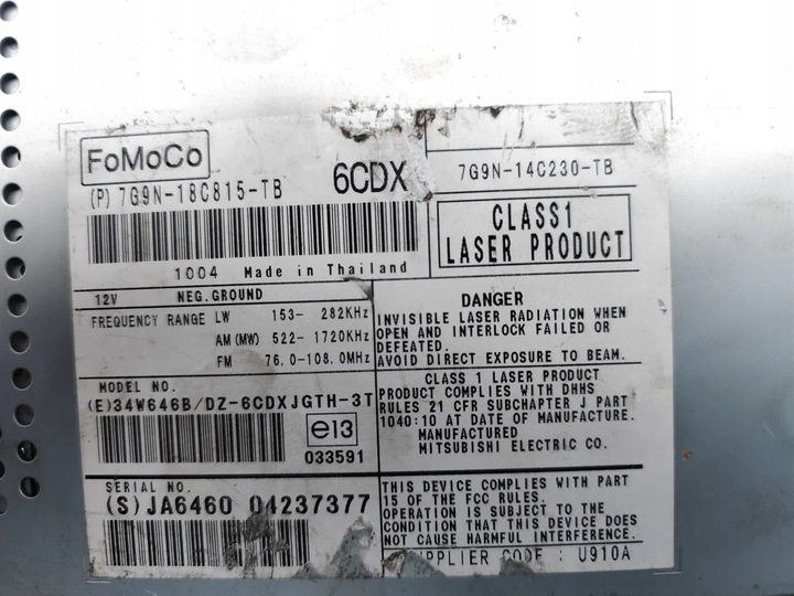 фото №7, Jaguar xf радіо cd player. 2010 салон 4/5dr 7g9n-18c815-tb 09-15 3.0 d