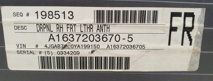 фото №8, Оббивка боковина правий перед mercedes ml w163 євро