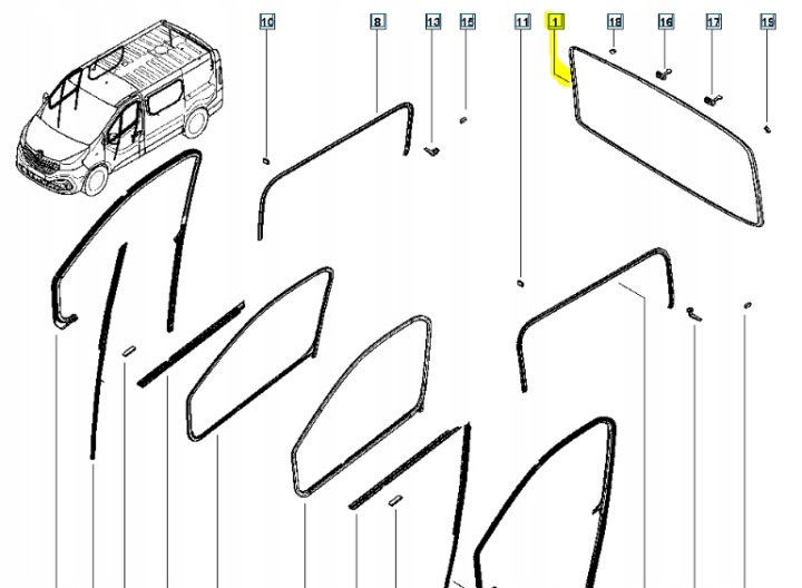 фото №6, Ущільнювач скла зад renault trafic iii oem номер 903104130r