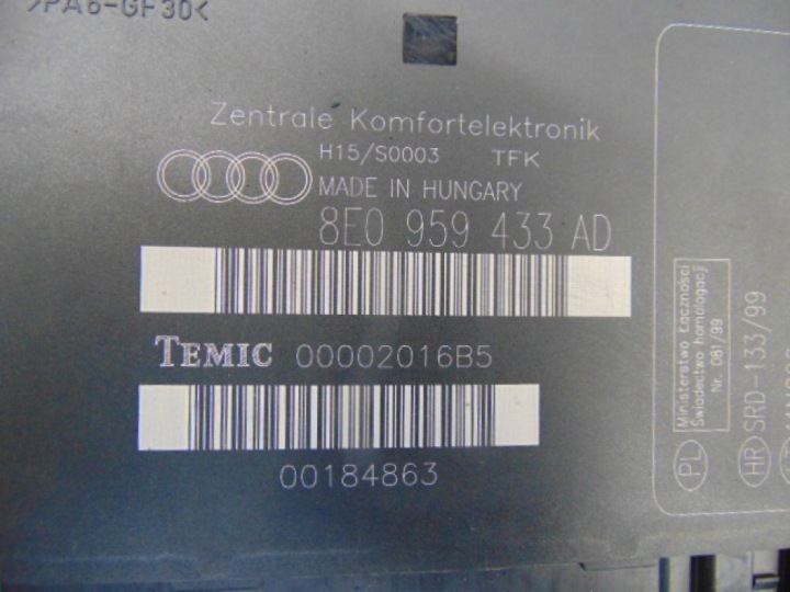 фото №6, Audi a4 b6 1.9tdi блок комфорта оригинал (блоки управления бортовой сетью) 8e0959433ad