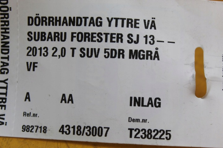 фото №10, Ручка зовнішня двері ліві перед subaru forester sj iv 6 pin