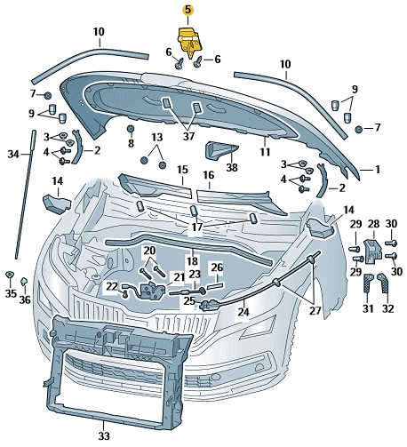фото №7, Засов замка капота передний двигателя skoda karoq