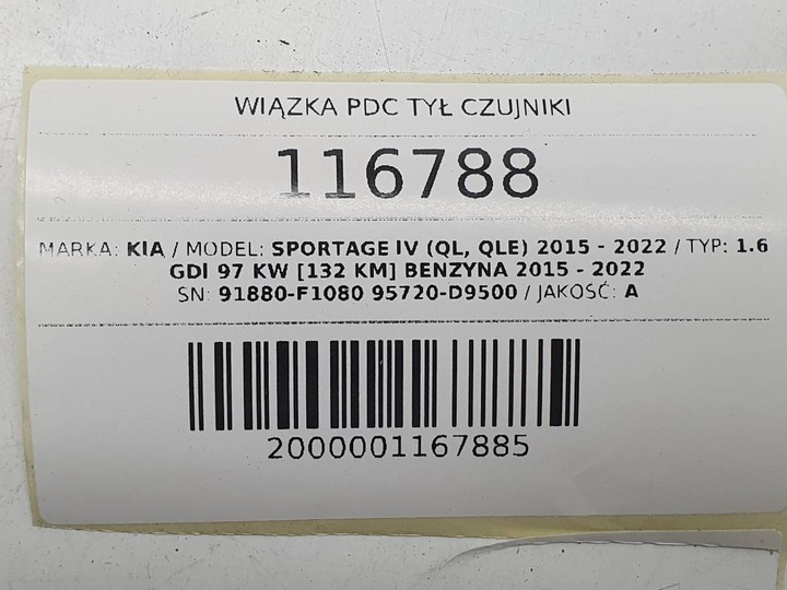 фото №9, Жгут инсталляция бампера pdc зад датчики kia sportage iv 91880-f1080