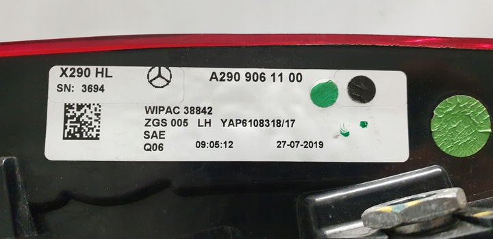 фото №12, Mercedes gt amg x290 4door led лампа зад ліва права usa 18-