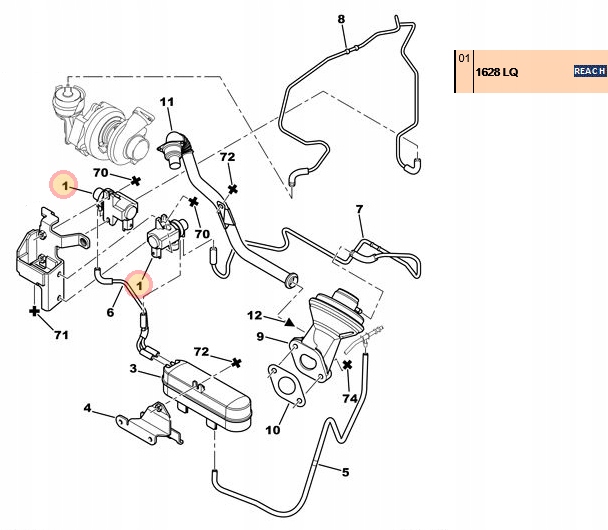 фото №3, Електроклапан турбіни citroen peugeot 2.0hdi 1628lq