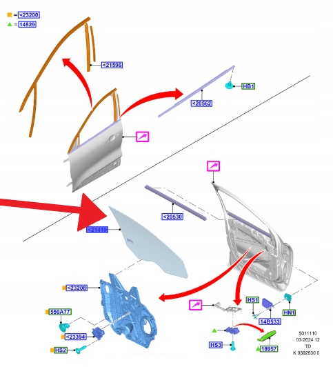 фото №1, Скло двері лівий перед ford kuga втулка стабілізатора 2020- 2685779 _ lv4b-s21411-af