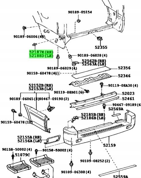 фото №7, Кліпса, кріплення бампера зад toyota land cruiser oem номер 52187-60020