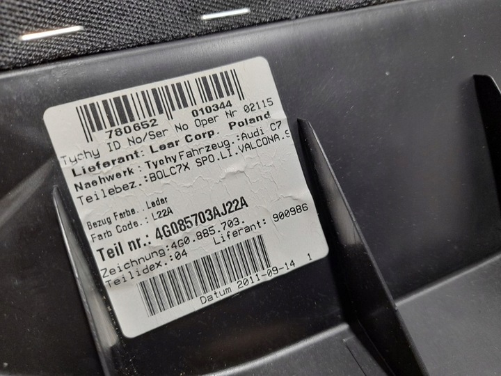фото №9, Audi a6 c7 боковина спинка сидіння зад лівий 4g085703aj чорна шкіра супер