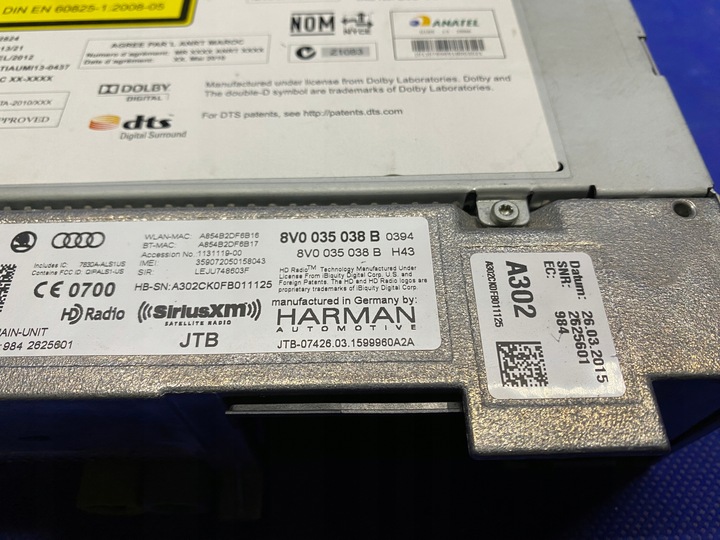 фото №8, Audi s3 8v a3 считыватель навигации мультимедиа mmi harman кардон 8v0035038b