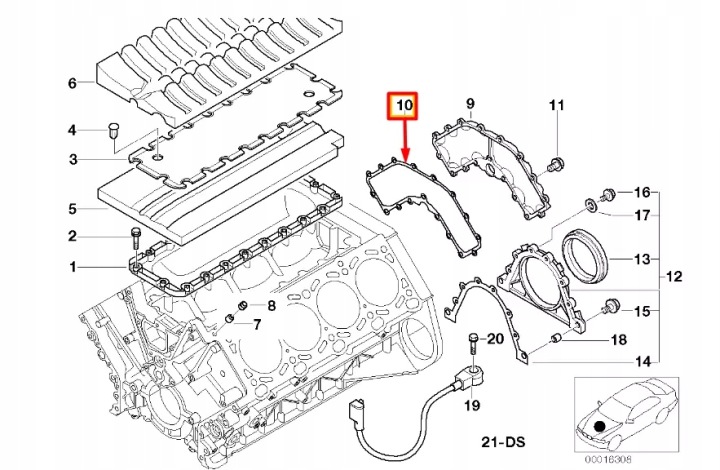 фото №11, Уплотнитель блока двигателя bmw 5 e39 11141729836