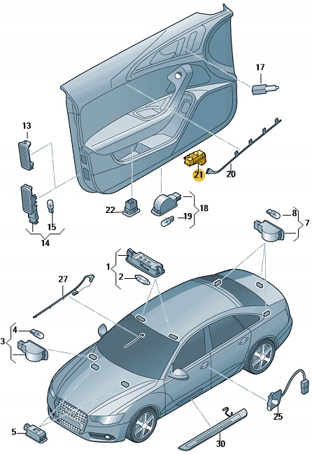 фото №6, Лампа oświetelnia ambiente дверь правые оригинальный номер audi a6 4g0947355c